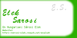 elek sarosi business card